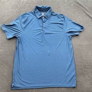 Hickey Freeman Polo Shirt Men L Large Blue Geometric Print Golf Golfing Outdoors